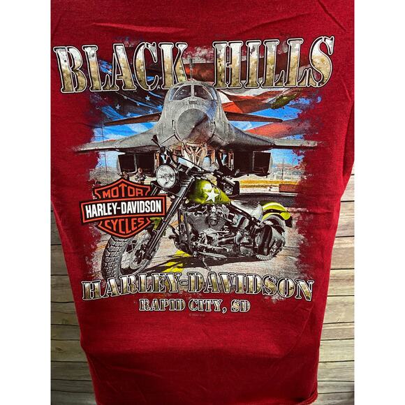 Harley-Davidson Black Hills Rapid City SD T-Shirt Red Graphic Tee Size Medium - Picture 7 of 11